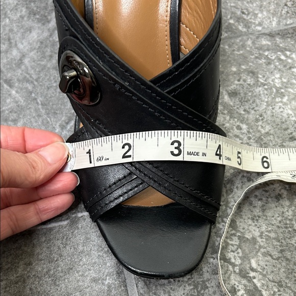 Coach Meggie Black Leather Open-Toe Block Heel Mules Size 7.5B - Picture 15 of 16